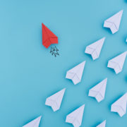 Group of paper planes in one direction and with one individual p