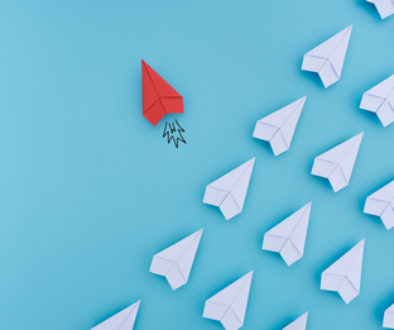 Group of paper planes in one direction and with one individual p